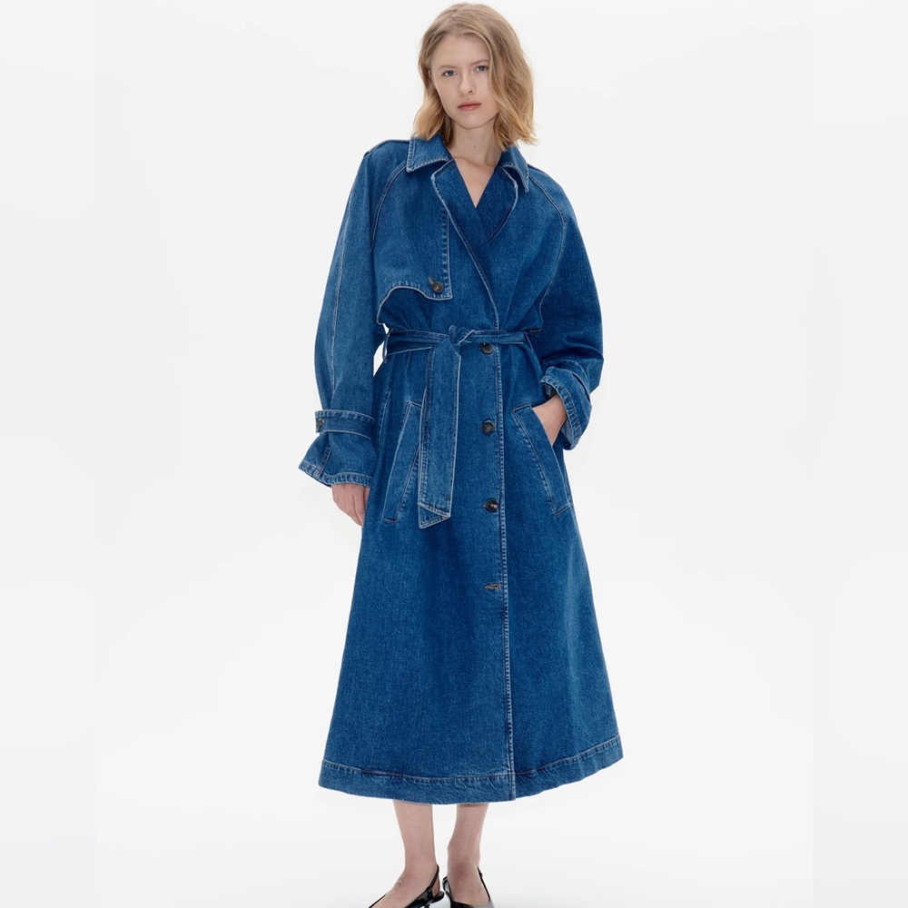 Denim Trench Coat - Blue